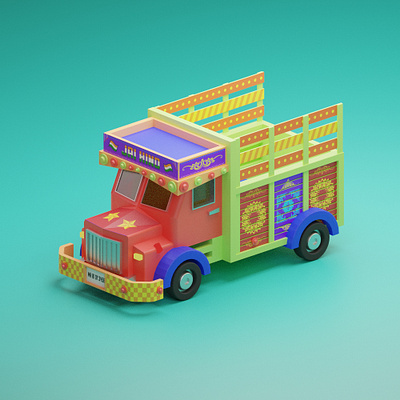 Indian Truck 3d blender colourful design illustration indian truck isometric minimal truck