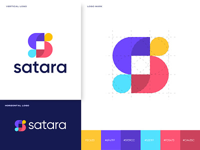 Satara logo abstract branding colorful logo icon lettering logo logotype modern people s logo square symbol type ui