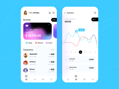 Financial Mobile App banking app cards app dashboard deposit finance finance app financial fintech app funds ios app mobile app money app portfolio app transfer app