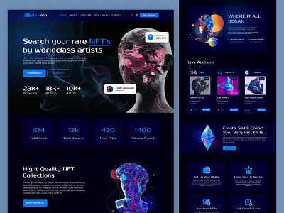 NFT Landing Page 🔥🤘 clean crypto cryptocurrency dark mode landingpage marketplace nft nft collection nft landing page nft marketplace nft web nft website nfts ui ui design uiux design user interface web design website