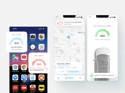 EV Charging Widget app design automobile car ev ev charging find ios ios widget location ui design widget