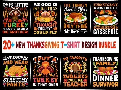 thanksgiving t-shirt design bundle creative design dinner graphic graphic design happy thanksgiving holiday illustration november pumpkin shirts t shirt design t shirt design bundle thankful thanksgiving new design thanksgiving t shirt turkey typography vintage