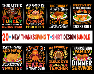 thanksgiving t-shirt design bundle creative design dinner graphic graphic design happy thanksgiving holiday illustration november pumpkin shirts t shirt design t shirt design bundle thankful thanksgiving new design thanksgiving t shirt turkey typography vintage