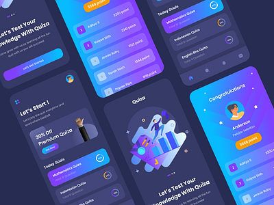 Quiza App - Quiz Mobile App app branding clean design illustration ios learn learning app lesson level logo mobile app online learning quiz quiz app school ui ui design ui ux vector