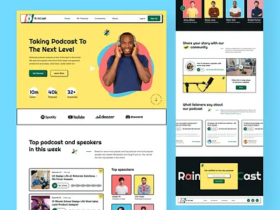 RainCast - Podcast Website 3d animation branding colorful creative dashboard design graphic design logo mobile app design modern motion graphics podcast podcast taking product design ui unbeatable uncommon ux webdesign