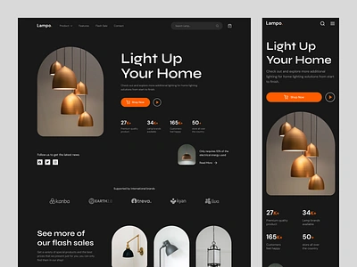 Lamps Online Shop ecommerce homepage interior interior design lamp lamps landing page light lighting online shop online store product property responsive ui web design website