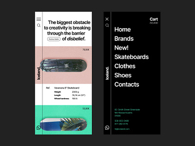 Iceland. ecommerce website, mobile brand branding daily ui ecommerce figma freelancer iceland landing landing page menu mobile navbar responsive skate store ui ui design ui ux ux website