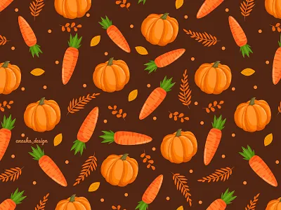 Autumn pattern with pumpkins. Vector illustration. 2d adobe illustrator art branding card carrot cloth design fabric graphic design hallowen illustration illustrator pattern pumpkins repeating textile texture vector vegetables