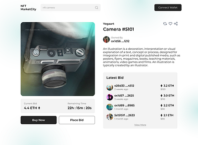 NFT bidding page graphic design logo ui