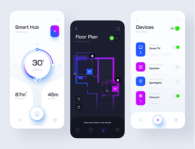 Smart Hub Application design ac air conditioner appartment climate control floor plan house interface interior ios mobile app remote room saas smart smart app startup temperature tv user experience