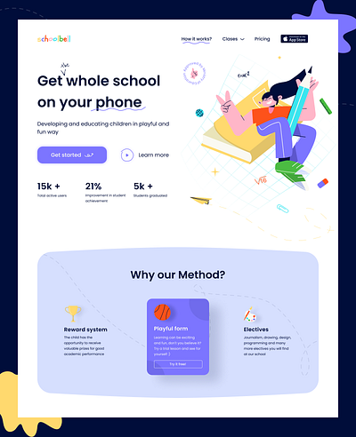 Mobile app for online learning - Website concept child concept design kids learn school ui ux web