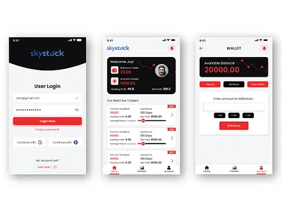 SkyStock App UI Design | UX Design app design mobile design stock market ui ui ux design ux