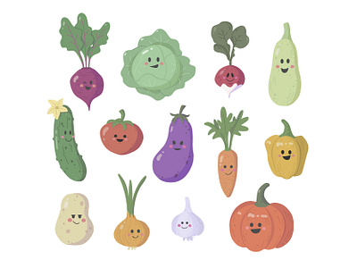 funny vegetables adobe illustrator avatar cartoon character character design cute design digital drawing emotion graphic graphic design health icon illustration illustrator nature simple vector vector art vegetable