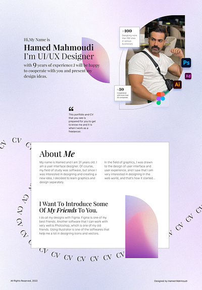 About Me portfolio ui design ux design web design