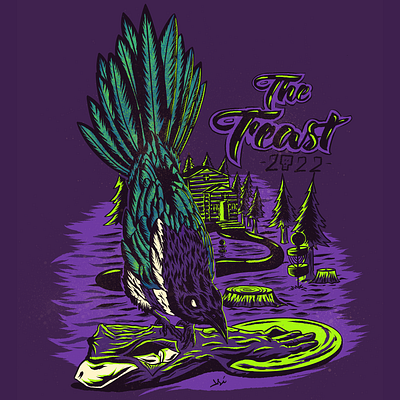 The Feast 2022 birds discgolf illustration procreate