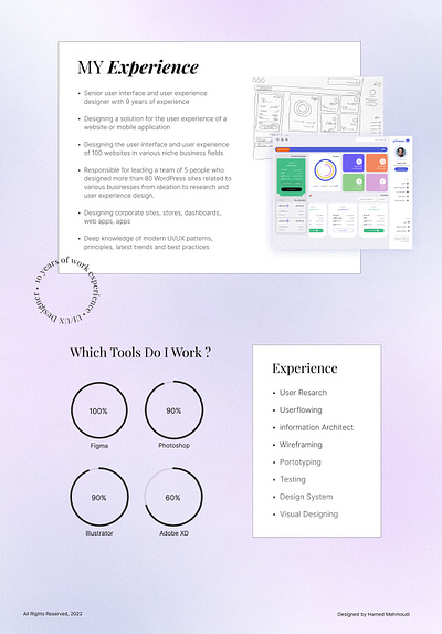 My Experirnce portfolio ui design ux design web design