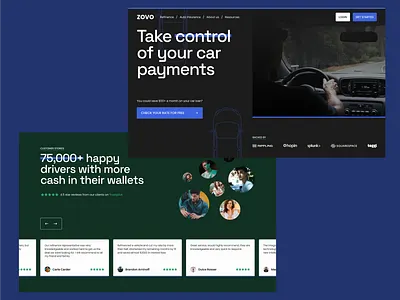 Zovo - Finance Services Landing Page app application bank car clean design finance landing page money parallax payment saas services software start up tech ui ux web web design