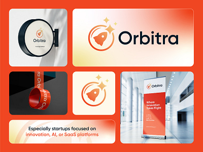 Orbitra - Technology Logo Identity Design astra brand logo branding creative logo fintech logo futuristic galaxy identity design innovation logo logo design logo designer minimalistic plane rocket si fi space star tech logo technology logo