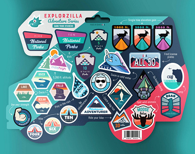 Adventure Stickers hiking muted outdoor sticker design stickers vector