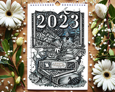 2023 Illustrated Wall Calendar 2023 art artwork bookcover books botanical branding calendar design drawing etsy floral flowers graphic design handmade illustration logo nature typography universe
