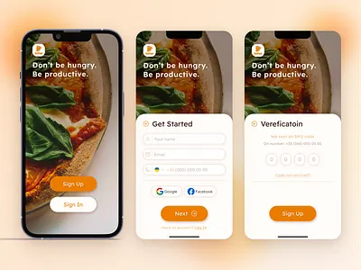 Sign Up Screens | Mobile App app delivery design food form input login mobile phone registration sign up ui ux verification