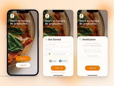Sign Up Screens | Mobile App app delivery design food form input login mobile phone registration sign up ui ux verification