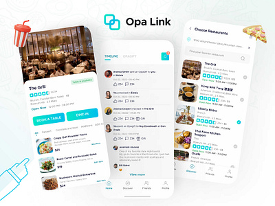 Opa Link - Gift Food Meals & Drinks branding casestudy casestudyfoodapp design food foodorder gift cards giftdish giftfood groupchat opentap reservation restaurants ui ux