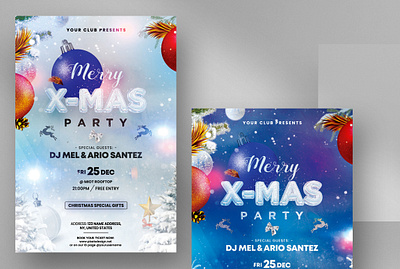 Merry X-Mas Party Flyer Template (PSD) christmas psd christmasflyer chritmas flyerdesign merry christmas flyer psd psd flyer psdflyer xmas xmasflyer