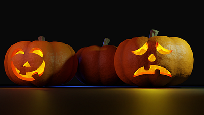 Halloween pumpkins 🎃 3d art blender blender3d cyclesrender design graphic design halloween illustration pumpkin render