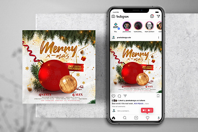 X-mas Holiday Party Instagram PSD Templates christmas christmas banner christmas flyer christmas party merry christmas psd