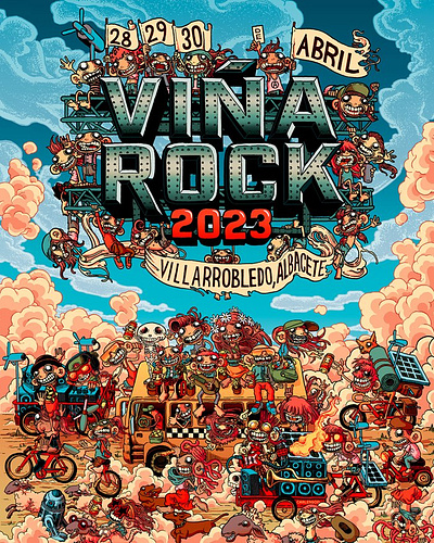 Viña Rock Festival X Carles Garcia O'Dowd characters crowd festival lettering posters spain