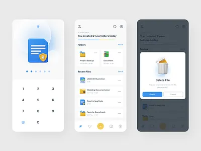 File Manager Mobile App 3d 3d icon 3d illustration app clean cloud cloud storage delete file document file file management file manager folder mobile mobile app pin storage ui ux