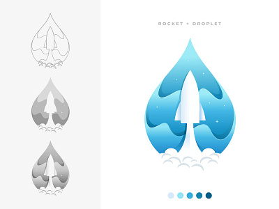 Rocket Drop branding design drop illustration launch logo logo design mercury negative space rocket rockets rocketship logo saturn space logo spaceship technology vector water