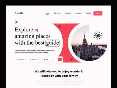 Travellin Web Header app app design booking app booking website design mobileapp product design tour app tour website travel app travel website ui designer uiux website design