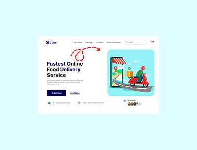 Cube - Food Delivery Website Design app branding design graphic design illustration logo typography ui ux vector