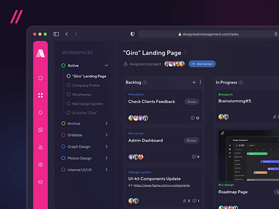 Task Manager Platform for Designers animation card dark theme dashboard design designer interaction interface management platform task task]management team track ui ux web web design web ui wen interaction