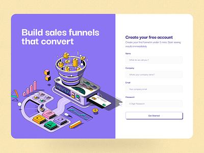Sales Sign Up page conversion page daily ui finance ui flat web ui funnels illustration landing landing page sign in sign up sign up page ui vector web web design web sign in web sign up web ui