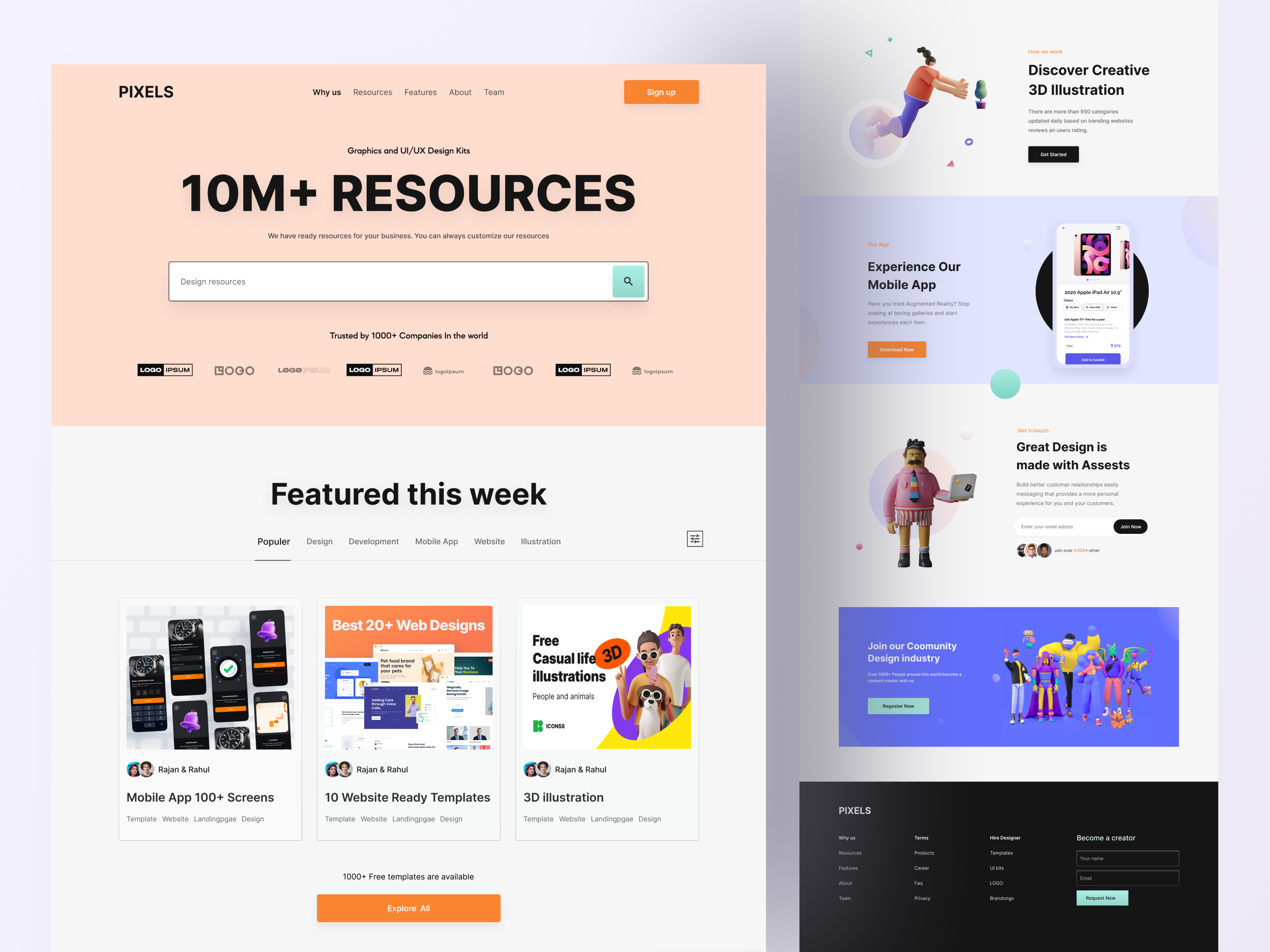 PIXELS Design Agency Website 3d agency branding business company creativework freelance graphic design illustration landingpage minimalism newandnoteworthy resources startup trending ui uiuxdesigner websitedesign webuiux