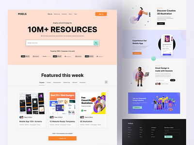 PIXELS Design Agency Website 3d agency branding business company creativework freelance graphic design illustration landingpage minimalism newandnoteworthy resources startup trending ui uiuxdesigner websitedesign webuiux