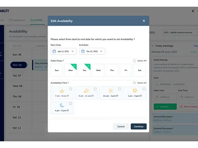Edit Availability app design edit availability edit schedule graphic design popup design typography ui ui design for schedule ux ux design web webapp website