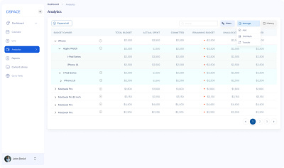 Budget Table view design typography ui ux ux design for dashboard ux for analytics ux for budget uxui for table view