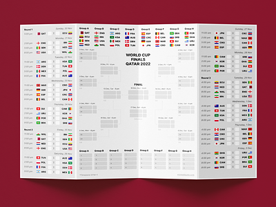 Printable World Cup schedule design figma football free print qatar schedule soccer template ui ux worldcup