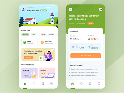 Learning App app clean course courses detailspage home illustration learning ui ux webapp