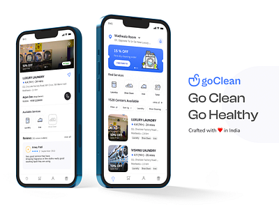 goClean - The all in laundry app blue ui designs cleaning apps delivery apps ecommerce apps grocery apps laundry app ui ui designs ui trends 2023