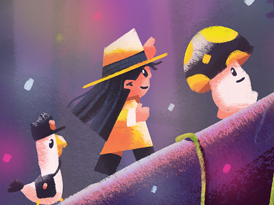Adventure awaits! adventure duck forest girl graphic design illustration line minimal mushroom simple village