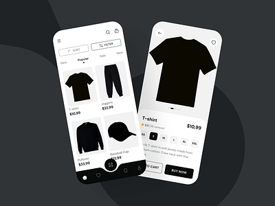 E-commerce Fashion App 👗 app design black buy clothes commerce design ecommerce fashion filter mobile mobile app design mobile ui mockup sort ui ui design uiux user interface ux uxui
