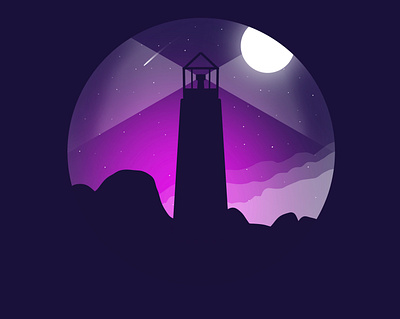 Light house illustration abstract black branding clean concept dark graphic design illustration lighthouse moon