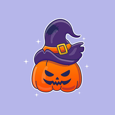 Cute cartoon pumpkin with witch hat adobe illustrator design graphic design illustration logo vector