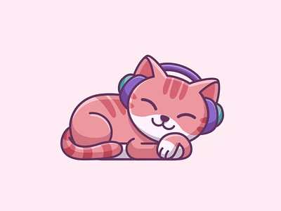 Sleepy Cat adorable animation calm cartoon cat character cute headphone kawaii kitten lazy listening lofi mascot music relax relaxing sleeping sleepy weekend