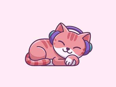 Sleepy Cat adorable animation calm cartoon cat character cute headphone kawaii kitten lazy listening lofi mascot music relax relaxing sleeping sleepy weekend